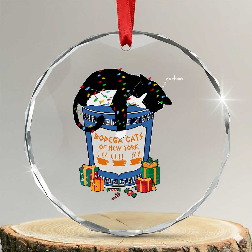 Bodega Cats of New York Crystal Glass Ornament Funny Democrat Christmas - Wonder Print Shop