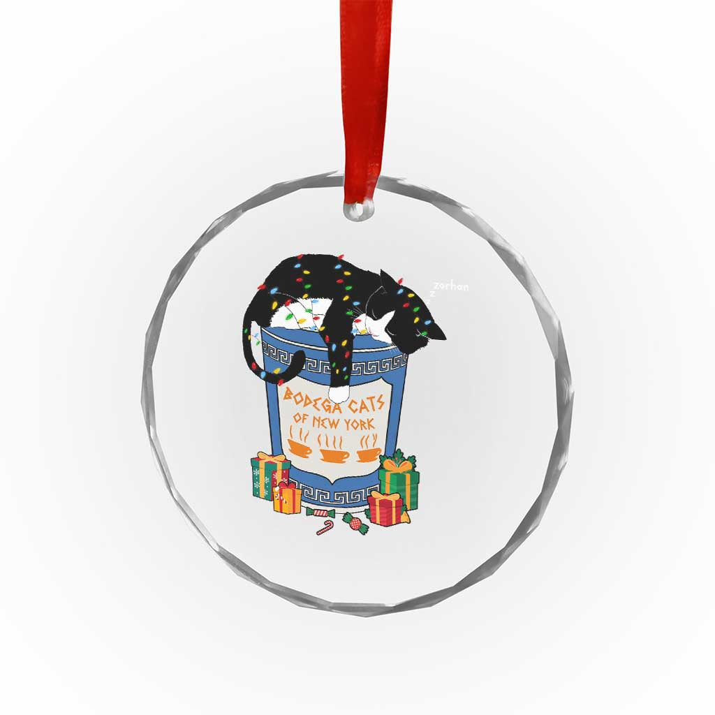 Bodega Cats of New York Crystal Glass Ornament Funny Democrat Christmas - Wonder Print Shop