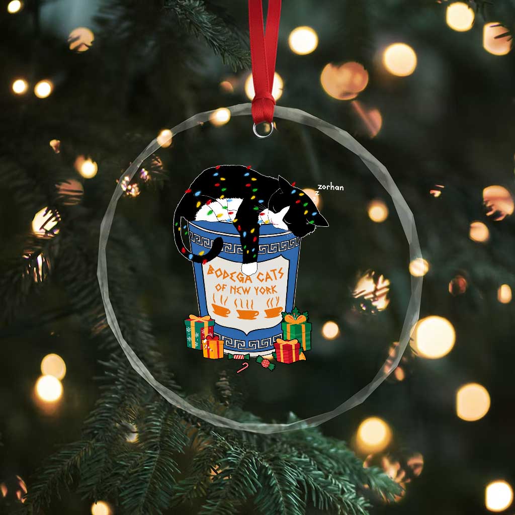 Bodega Cats of New York Crystal Glass Ornament Funny Democrat Christmas - Wonder Print Shop