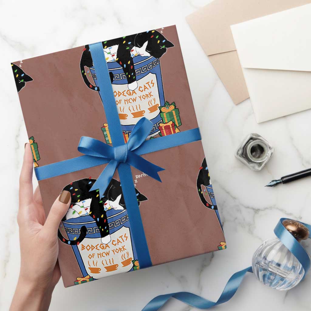 Bodega Cats of New York Wrapping Paper Roll Funny Democrat Christmas - Wonder Print Shop