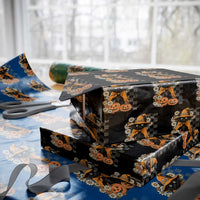 Boho Cat Wild Flowers Wrapping Paper Roll Vintage Autumn Cozy Black Cat Pumpkin Halloween
