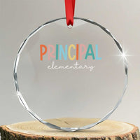 Boho Retro Vintage Elementary Principal Back to School Crystal Glass Ornament
