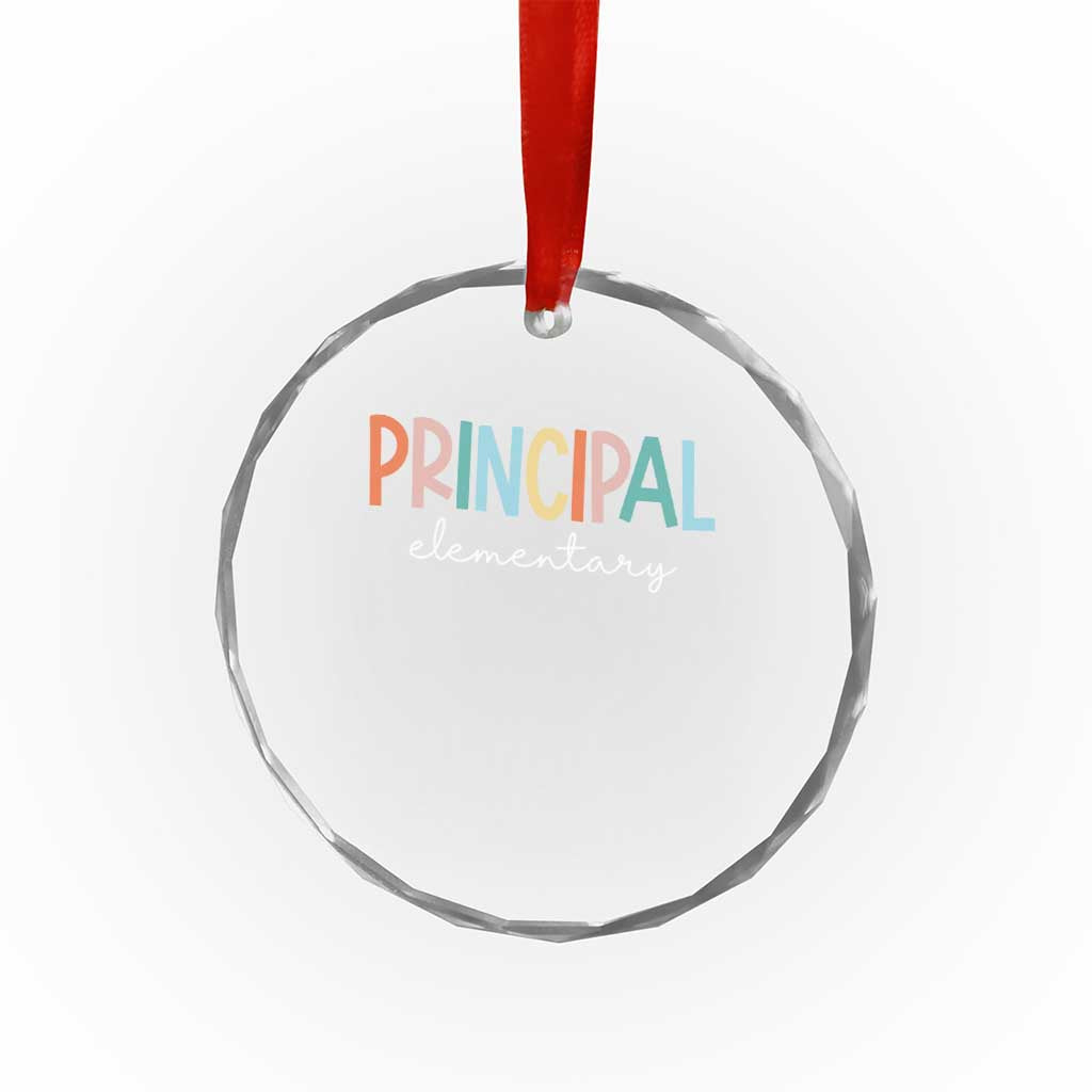 Boho Retro Vintage Elementary Principal Back to School Crystal Glass Ornament