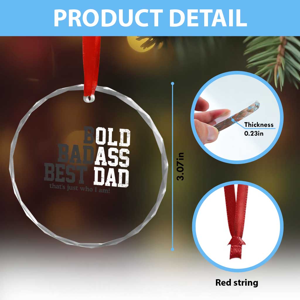 Bold Badass Best Dad Crystal Glass Ornament Funny Old Ass Father Gag Gift