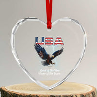 Bold Patriotic American Eagle Heart Crystal Glass Ornament Land of the Free Home of the Brave Est 1776 - Wonder Print Shop