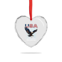 Bold Patriotic American Eagle Heart Crystal Glass Ornament Land of the Free Home of the Brave Est 1776 - Wonder Print Shop