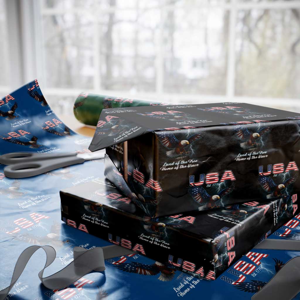 Bold Patriotic American Eagle Wrapping Paper Roll Land of the Free Home of the Brave Est 1776 - Wonder Print Shop