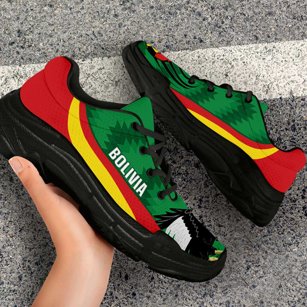 Bolivia 2026 Football Chunky Sneakers La Verde Andean Condor Curve Stylized - Wonder Print Shop