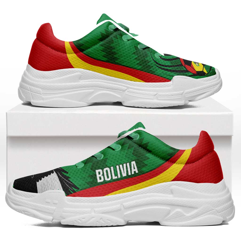 Bolivia 2026 Football Chunky Sneakers La Verde Andean Condor Curve Stylized - Wonder Print Shop