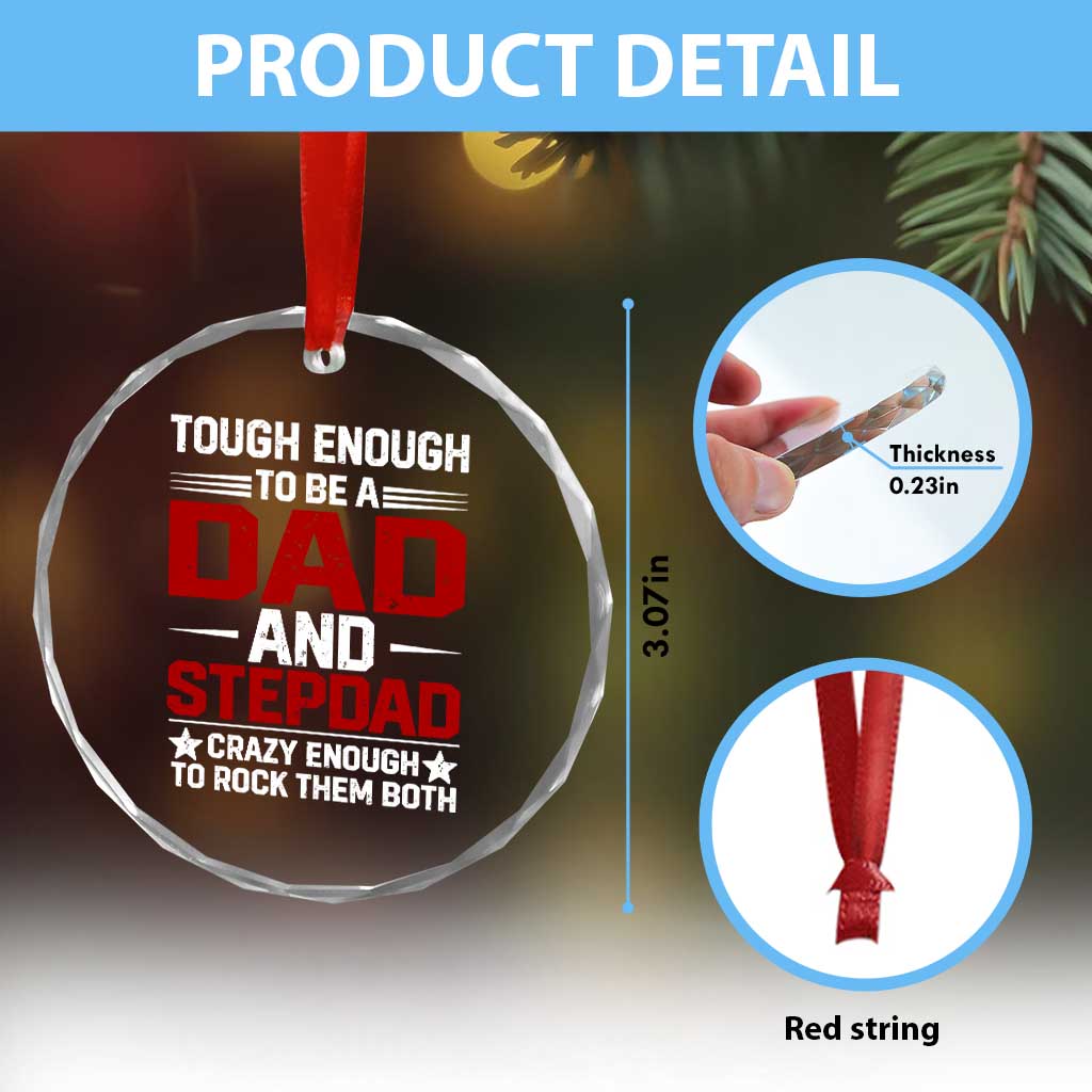 Bonus Dad Crystal Glass Ornament Dad And Stepdad Fathers Day