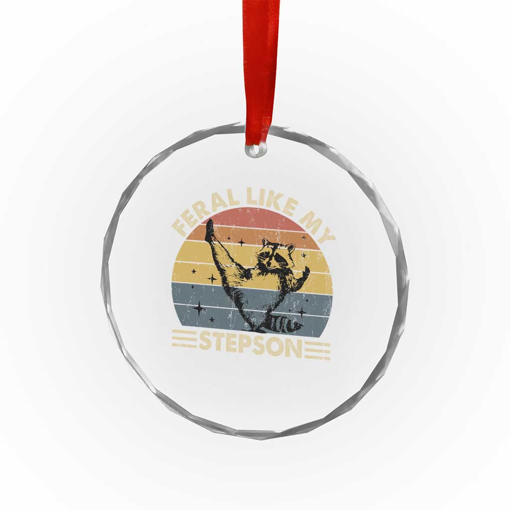Bonus Dad Crystal Glass Ornament Retro Feral Raccoon Stepdad Gifts From Bonus Son Stepson