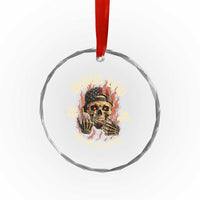 Bonus Dad Crystal Glass Ornament The Man Myth Bad Influence Step Dad Vintage Skull USA Flag