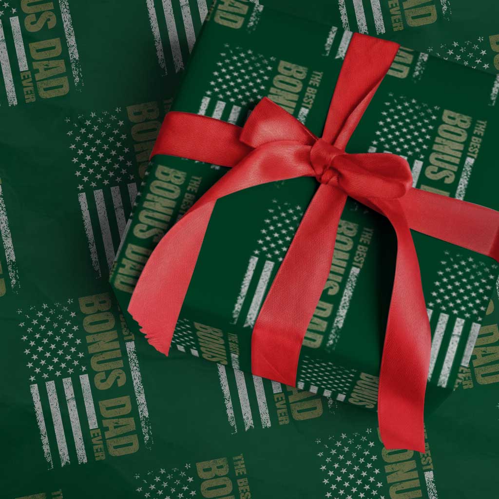 Bonus Dad Wrapping Paper Roll American Flag Best Bonus Dad Ever Fathers Day