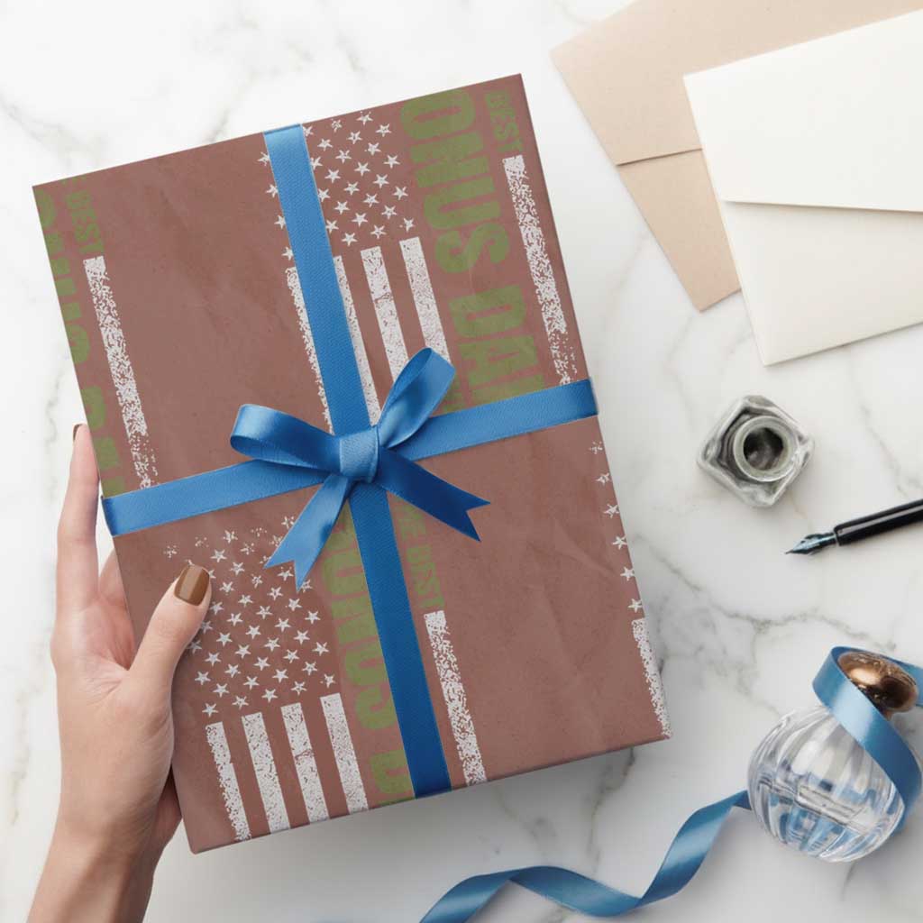 Bonus Dad Wrapping Paper Roll American Flag Best Bonus Dad Ever Fathers Day