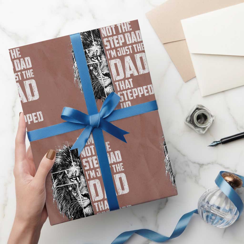Bonus Dad Wrapping Paper Roll Stepdad Gifts From Stepdaughter Stepson Cross Lion Stepped Up Dad