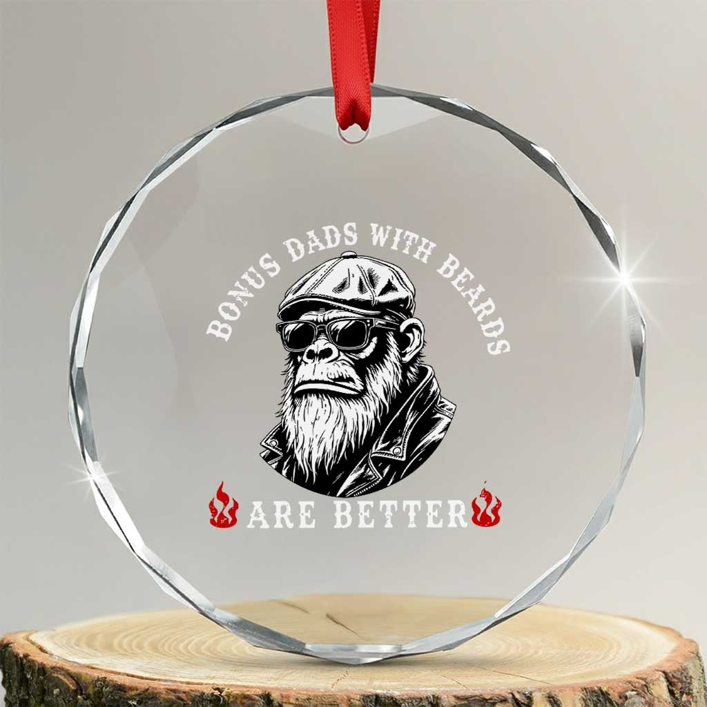 Bonus Dad Gifts Crystal Glass Ornament Retro Bigfoot Stepdad With Beards Are Better