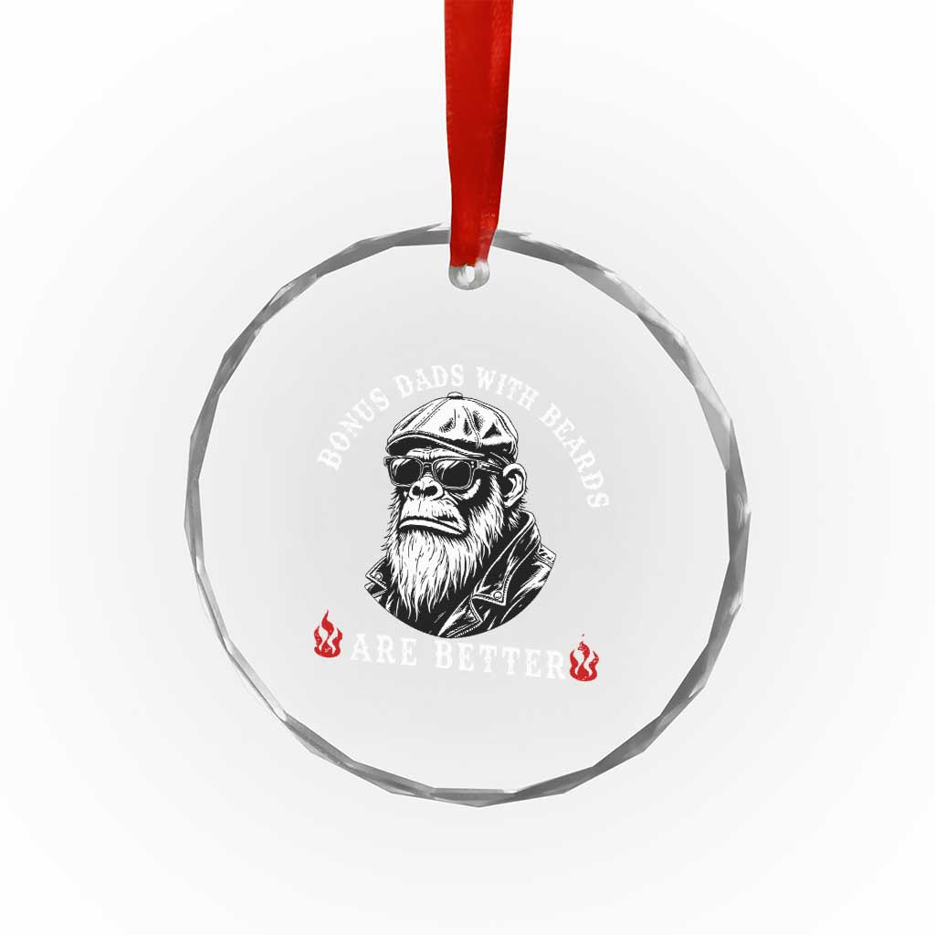 Bonus Dad Gifts Crystal Glass Ornament Retro Bigfoot Stepdad With Beards Are Better