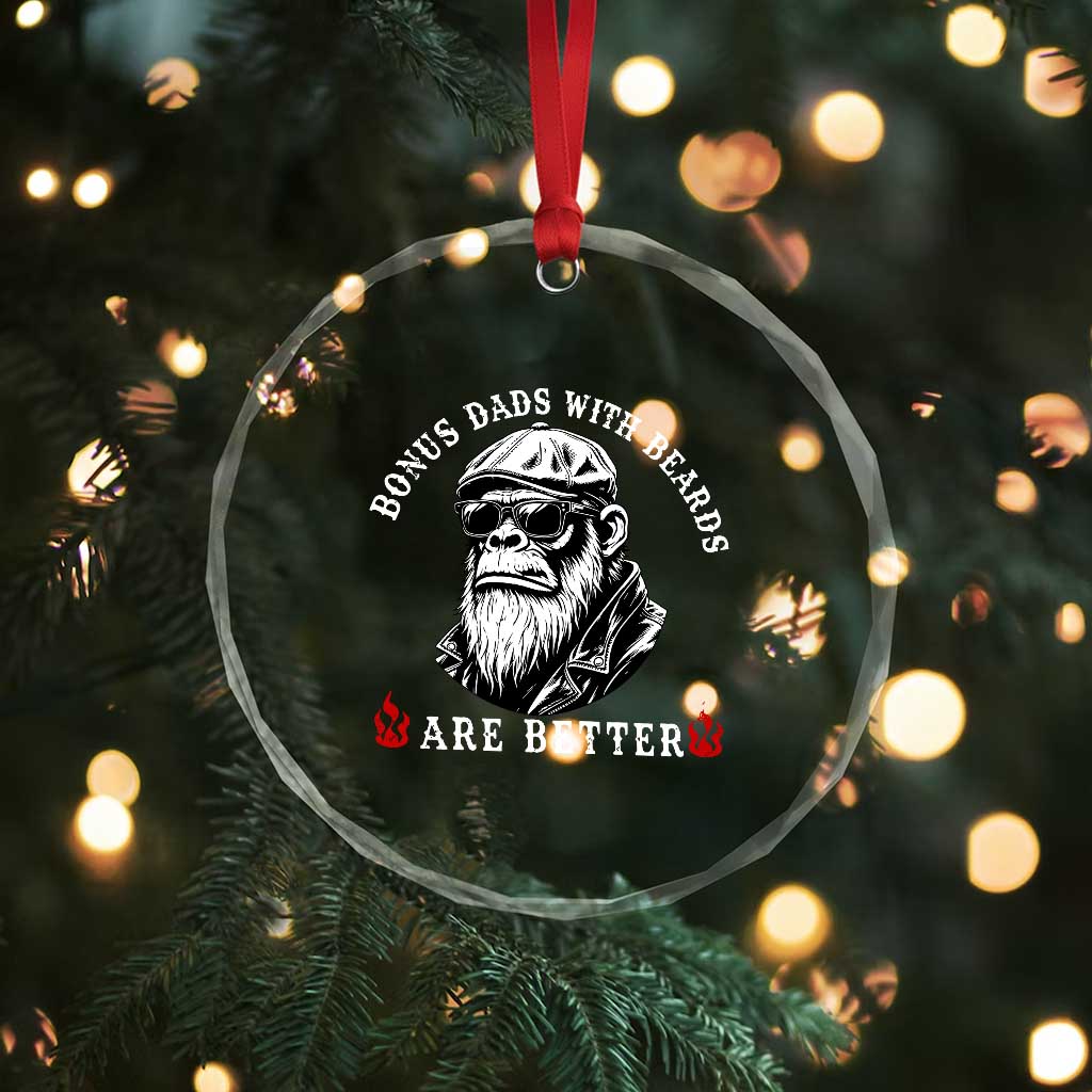 Bonus Dad Gifts Crystal Glass Ornament Retro Bigfoot Stepdad With Beards Are Better