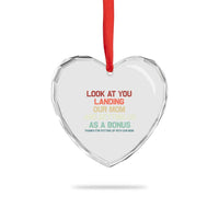 Bonus Dad Heart Crystal Glass Ornament Funny Step Dad Look At You Landing Our Mom Getting Us As A Bonus