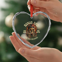 Bonus Dad Heart Crystal Glass Ornament The Man Myth Bad Influence Step Dad Vintage Skull USA Flag