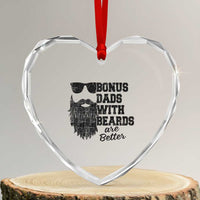 Bonus Dads With Beards Are Better Heart Crystal Glass Ornament Retro Step Dad Fathers Day