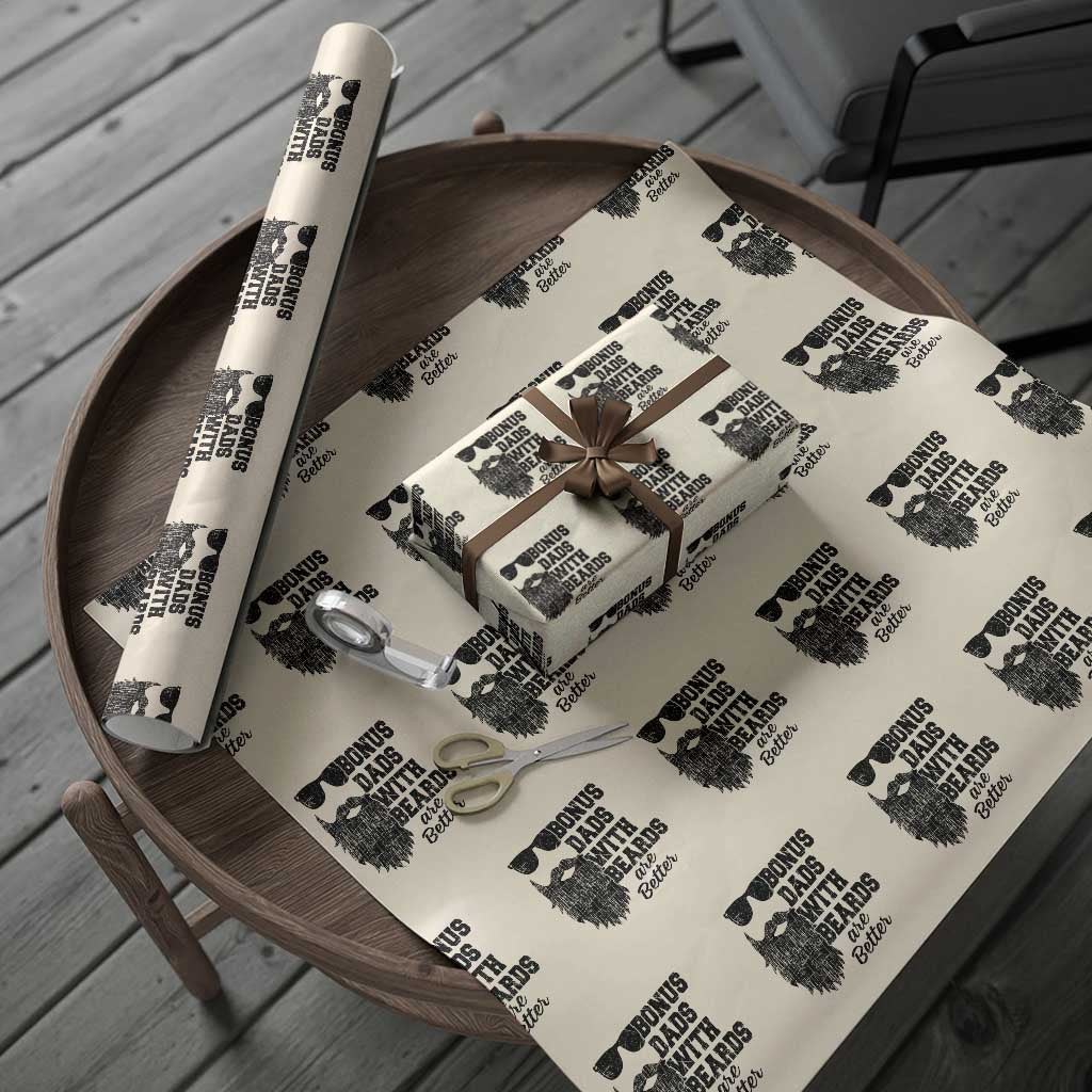 Bonus Dads With Beards Are Better Wrapping Paper Roll Retro Step Dad Fathers Day