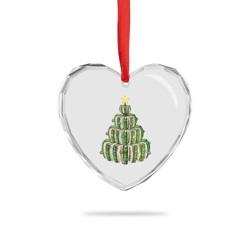 Book Christmas Tree Book Lover Teacher Librarian Heart Crystal Glass Ornament - Wonder Print Shop