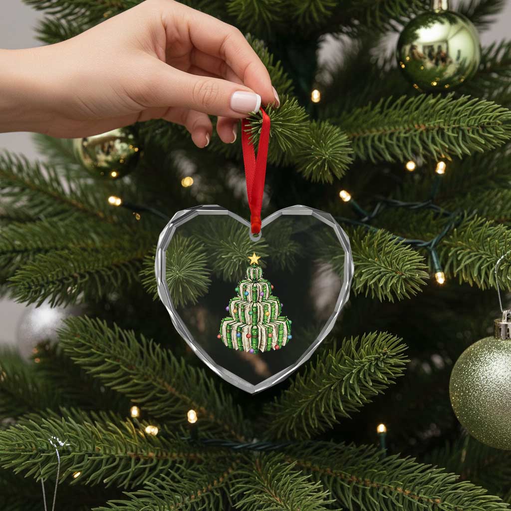 Book Christmas Tree Book Lover Teacher Librarian Heart Crystal Glass Ornament - Wonder Print Shop