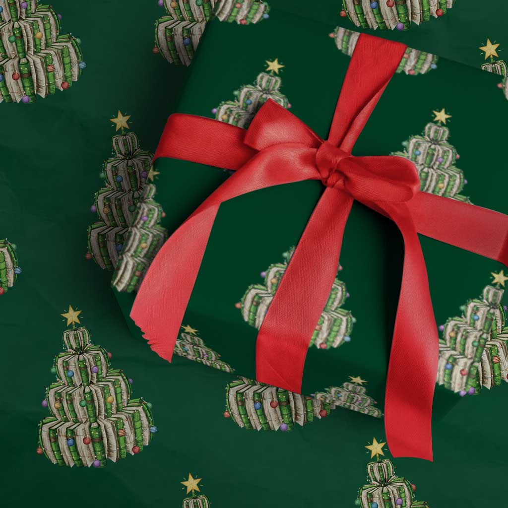 Book Christmas Tree Book Lover Teacher Librarian Wrapping Paper Roll - Wonder Print Shop