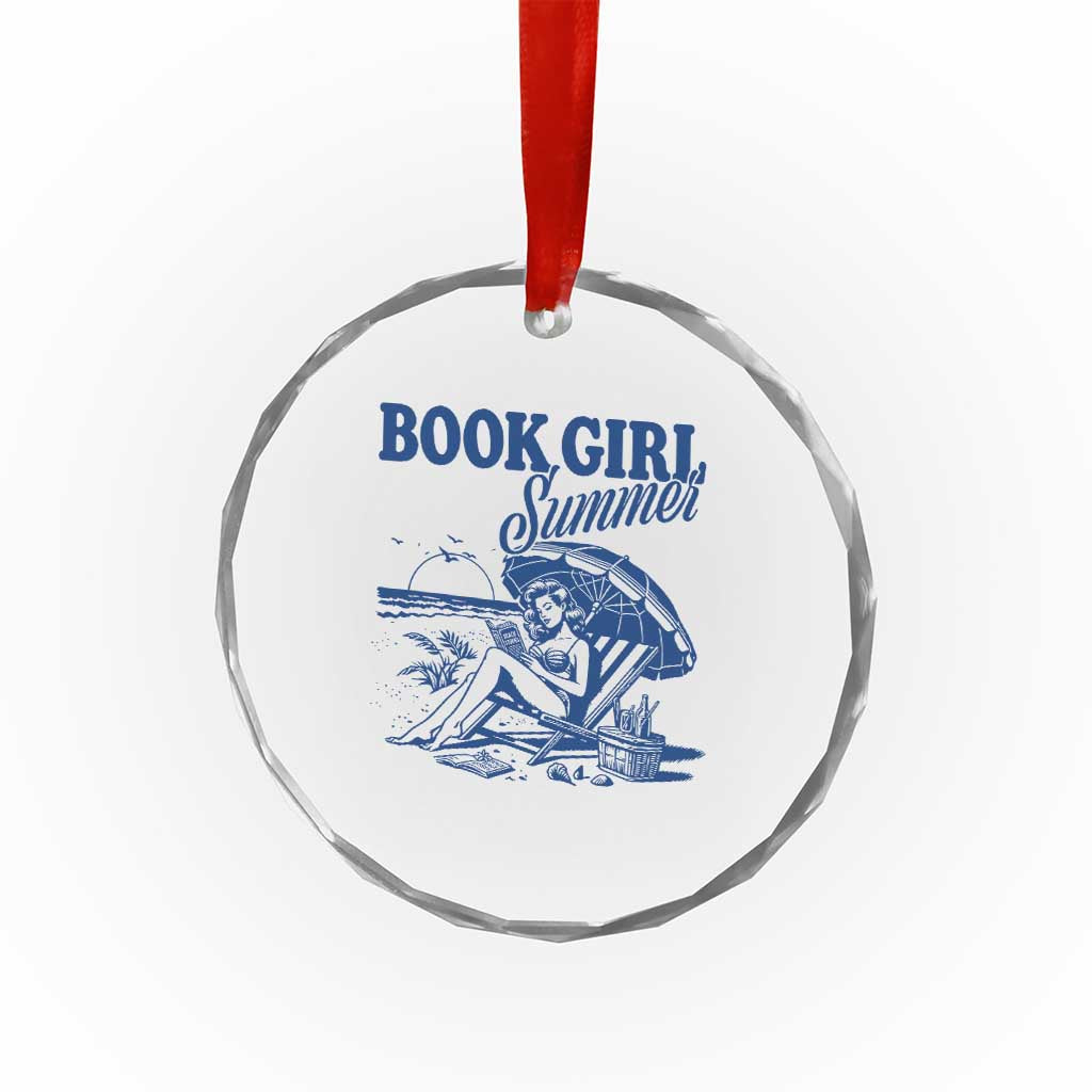 Book Girl Summer Crystal Glass Ornament Funny Beach Book Lover Gift