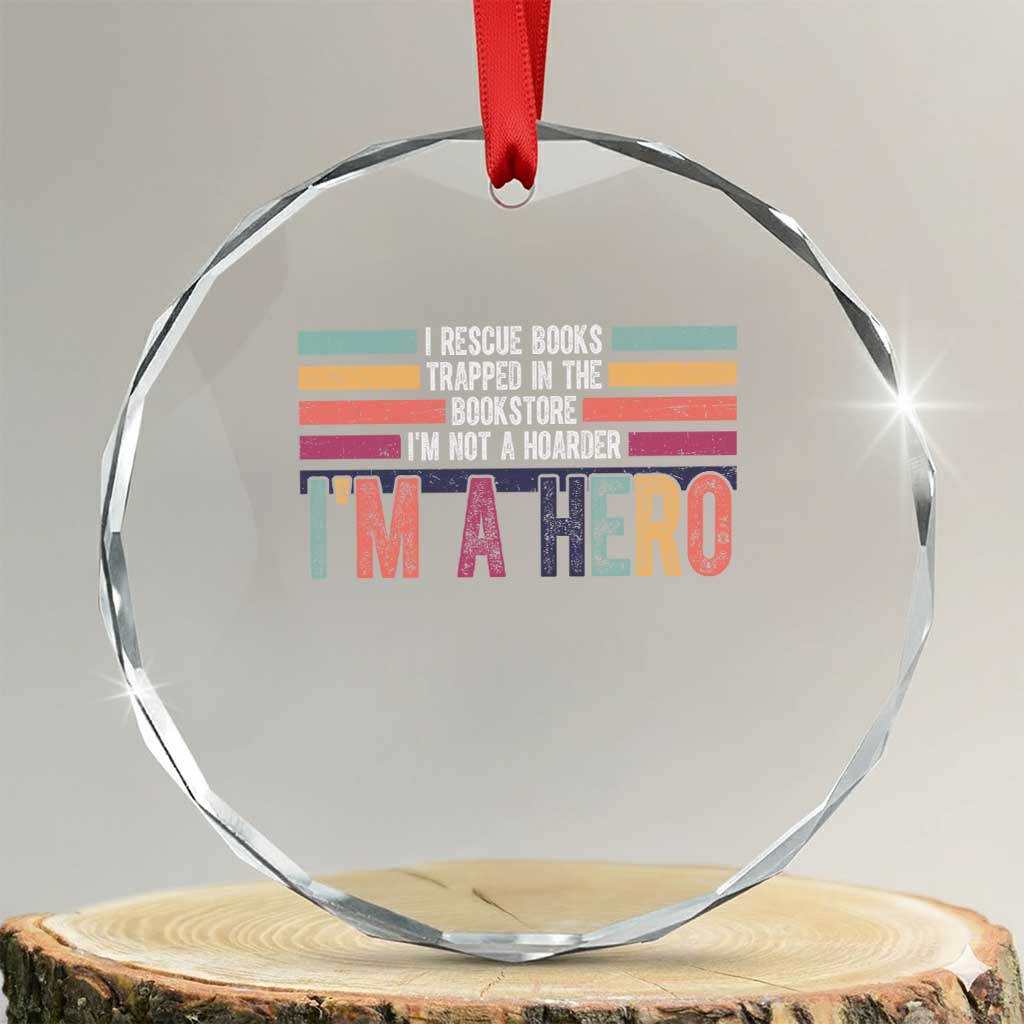 Book Lover Crystal Glass Ornament I Rescue Books - Wonder Print Shop