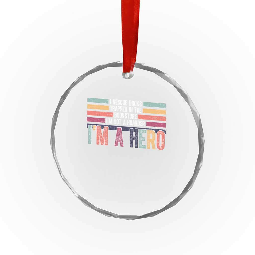 Book Lover Crystal Glass Ornament I Rescue Books - Wonder Print Shop