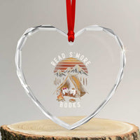 Book Lover Gift Heart Crystal Glass Ornament Read Smore Books Camping Humor - Wonder Print Shop