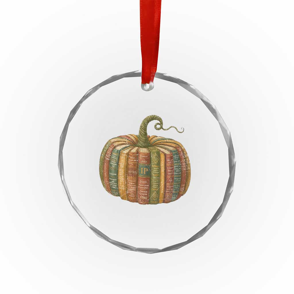 Book Pumpkin Autumn Fall Librarians Bookworm Teacher Crystal Glass Ornament - Wonder Print Shop