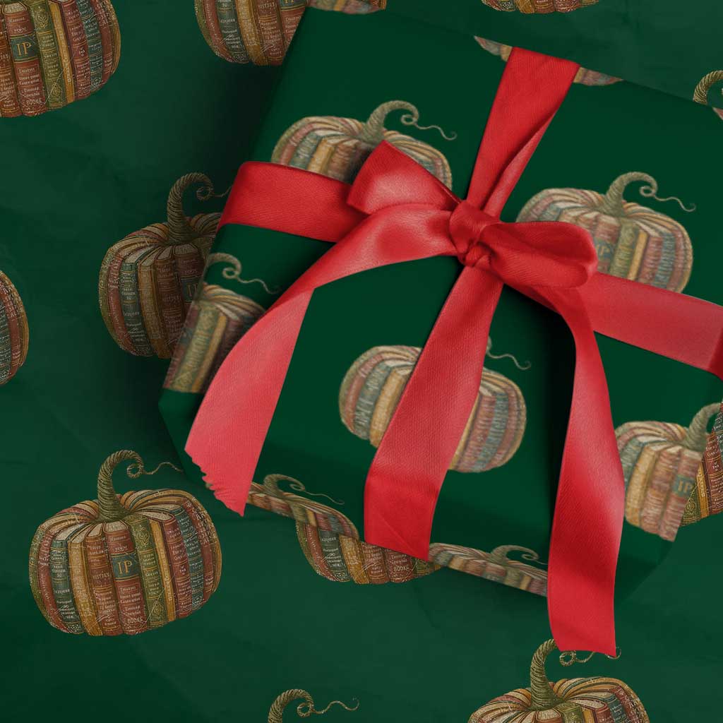 Book Pumpkin Autumn Fall Librarians Bookworm Teacher Wrapping Paper Roll - Wonder Print Shop