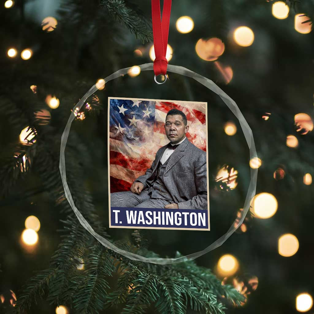 Booker Taliaferro Washington Crystal Glass Ornament African American Educator Black History Month