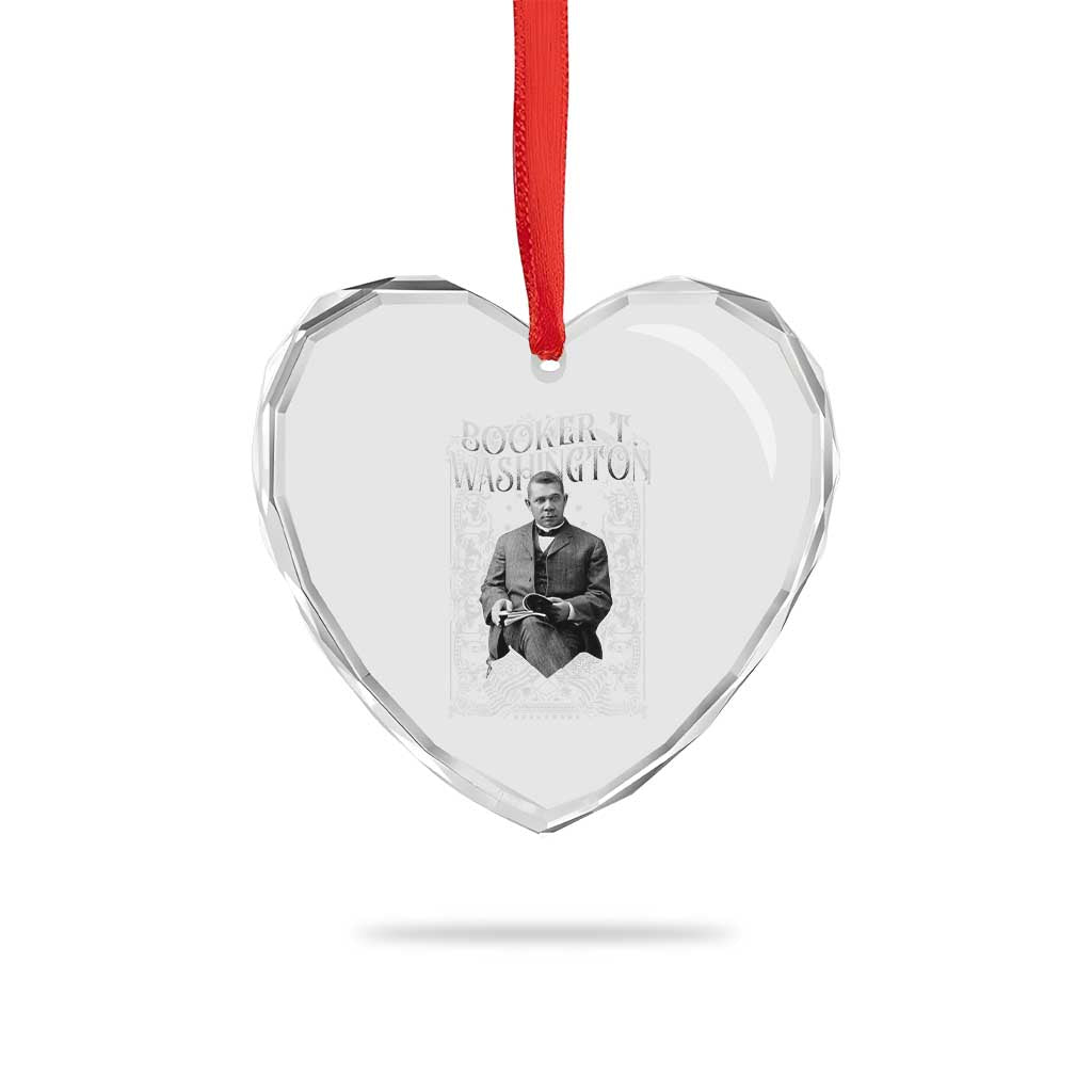 Booker Taliaferro Washington Heart Crystal Glass Ornament African American Educator Black History