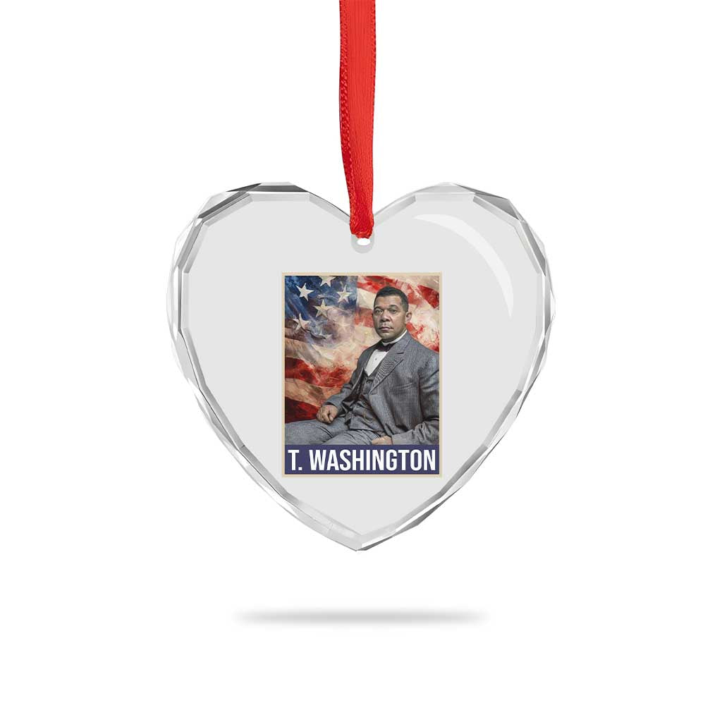 Booker Taliaferro Washington Heart Crystal Glass Ornament African American Educator Black History Month