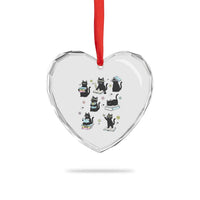 Bookish Black Cat Heart Crystal Glass Ornament Funny Librarian Cat Lover Gift
