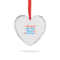 Books Are My Love Language Heart Crystal Glass Ornament Bookish Patriot Gift