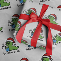 Bookworm Christmas Wrapping Paper Roll Reading Book Lover - Wonder Print Shop