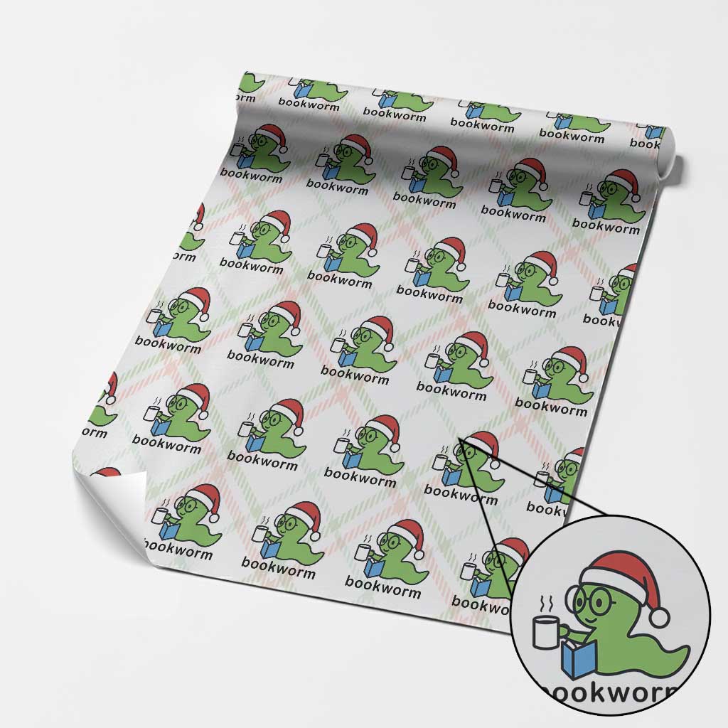 Bookworm Christmas Wrapping Paper Roll Reading Book Lover - Wonder Print Shop