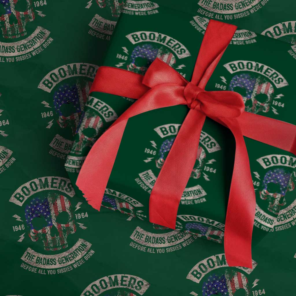 Boomers Generation Wrapping Paper Roll Before All You Sissie Were Born Skull USA Flag - Wonder Print Shop