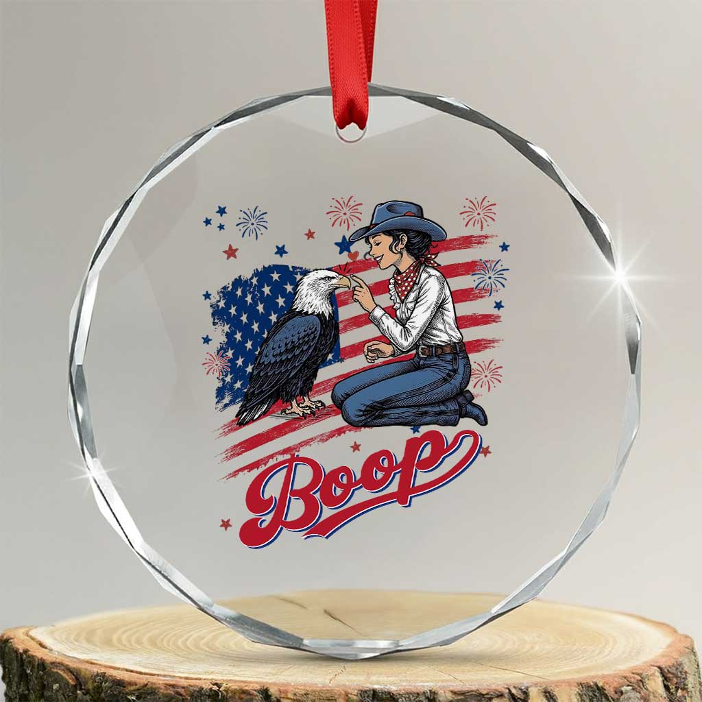 Boop Eagle Crystal Glass Ornament Western Cowgirl Patriotic USA American 4th of July
