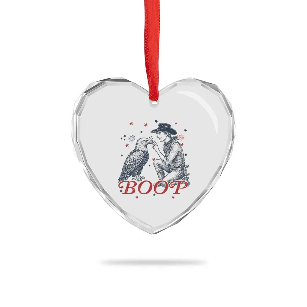 Boop Eagle Heart Crystal Glass Ornament Western Cowboy Patriotic 4th of July