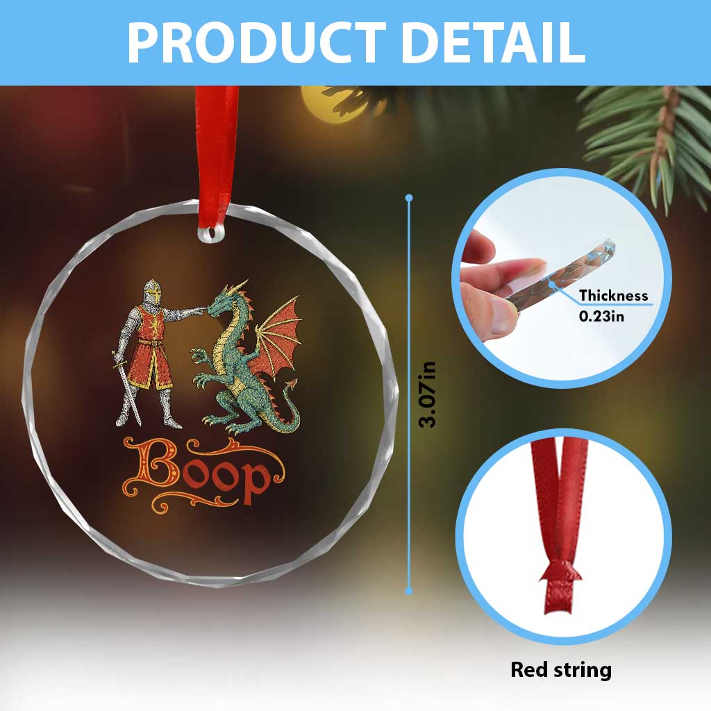 Boop Medieval Knight Dragon Crystal Glass Ornament Funny Ren Faire Dark Fantasy