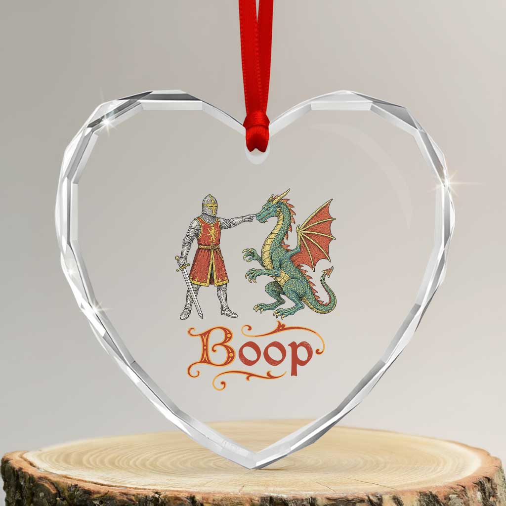Boop Medieval Knight Dragon Heart Crystal Glass Ornament Funny Ren Faire Dark Fantasy