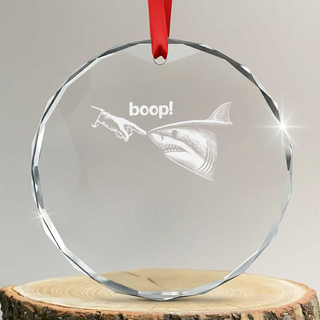 Boop Shark Meme Crystal Glass Ornament Funny Nose Touch Shark Lovers Ocean Life