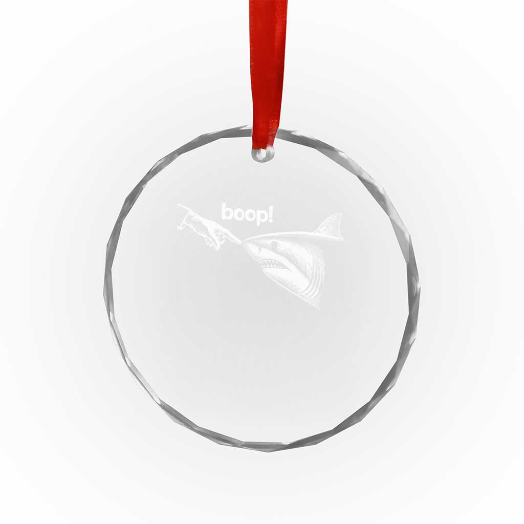 Boop Shark Meme Crystal Glass Ornament Funny Nose Touch Shark Lovers Ocean Life