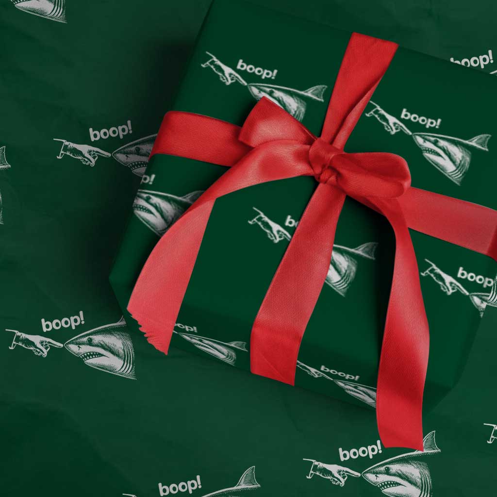 Boop Shark Meme Wrapping Paper Roll Funny Nose Touch Shark Lovers Ocean Life